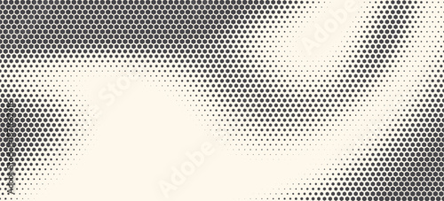 Hexagon Shapes Vector Abstract Geometric Technology Oscillation Wave Isolated on Light Background. Halftone Hex Retro Simple Pattern. Minimal 80s Style Dynamic Tech Wallpaper

