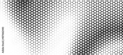 Abstract geometric black and white deco art halftone hexagone and triangle print pattern