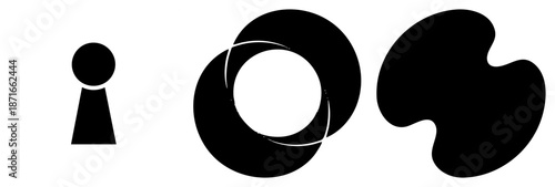Abstract Black Glyph Featuring Keyhole, Interlocking Circles, and Organic Blob