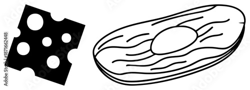 Black Illustration of Cheese and Peanut with Holes and Texture