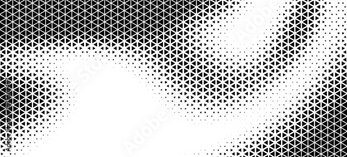 Abstract geometric black and white deco art halftone hexagone and triangle print pattern