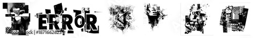 Bold Typographic "ERROR" Text with Fragmented Abstract Collage Elements