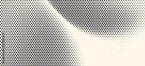 Hexagon Shapes Vector Abstract Geometric Technology Oscillation Wave Isolated on Light Background. Halftone Hex Retro Simple Pattern. Minimal 80s Style Dynamic Tech Wallpaper

