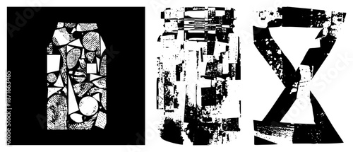 Abstract Geometric Glyphs with Fragmented Halftone