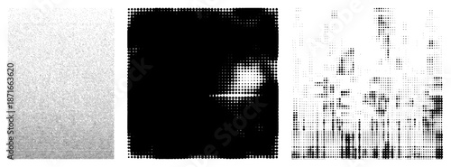 Halftone Dot Gradient Transition from Black to White