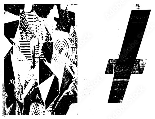 Abstract Geometric Forms with Textured Halftone