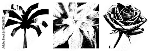 Abstract Black and White Vector Set with Halftone and Styles