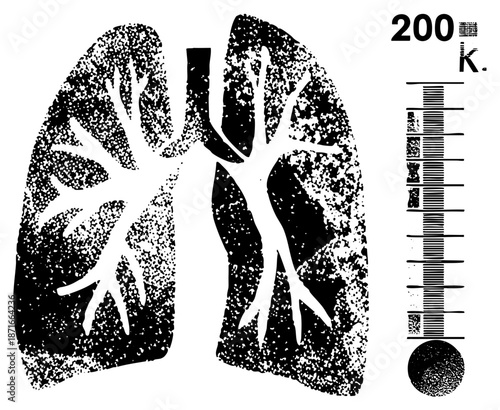 Human Lungs with Bronchial Tree Anatomy in Halftone Vector Illustration