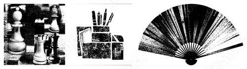 Classic Chess Pieces in Halftone Vector Design