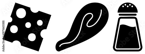 Cheese Slice, Pasta Ribbon, Salt Shaker Food Set