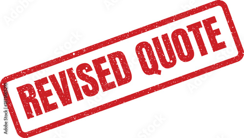 Vector illustration of a red grunge rubber stamp conveying a revised quote message for business documents