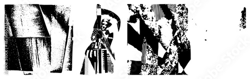 Abstract Geometric Forms in High Contrast Halftone