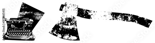 Vintage Typewriter and in High Contrast Halftone Vector Design