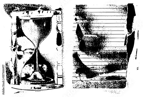 Vintage Hourglass Measuring Time with Sand Flow