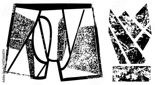 Abstract Geometric Shapes with Halftone Texture and Bold