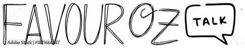 Hand Drawn "Favour Oz Talk" Logo with Speech Bubble Design