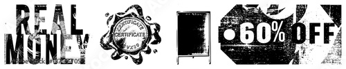 Bold Text Graphics Featuring "Real Money" and "60% Off" with Grunge Texture
