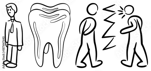 Dental Health Awareness Illustration Featuring Tooth and Pain Symptoms