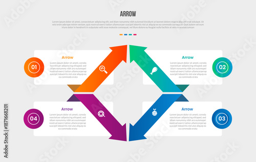 Tableau sur toile Arrow base shape infographics gradient template diagram with creative arrow on q