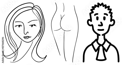 Minimalist Art Illustration of Three Human Figures in Style