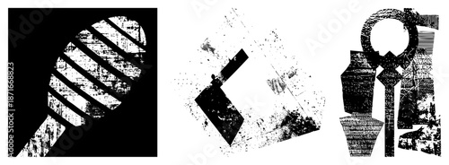 Abstract Geometric Shapes with Textured Halftone