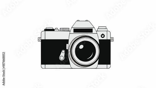 Vintage analog camera illustration isolated on white background.