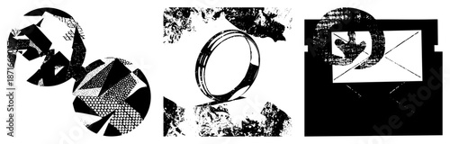 Abstract Geometric Shapes with Halftone and Textured Backgrounds