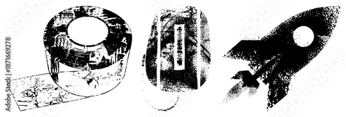 Vintage Tape, Cassette, and in Halftone Vector Design