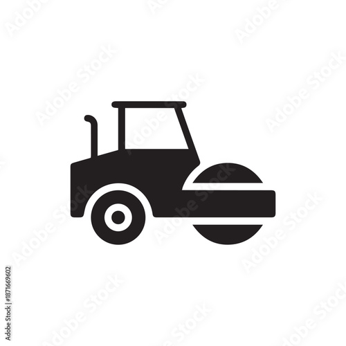 Road roller, steamroller icon vector, filled flat sign, solid pictogram isolated on white. Symbol, logo illustration. Pixel perfect
