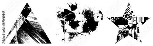 Abstract Geometric Shapes with Textured Halftone