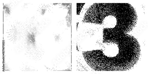 Halftone Dot Abstract Design with Number Three Glyph