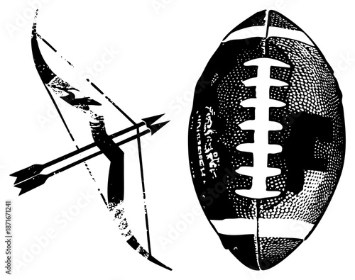 Vintage and American Football in Halftone Vector Design