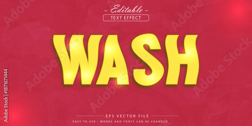 Wash text with wave style, editable text effect.