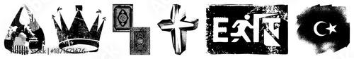 Grunge Styled Religious & Cultural Symbols in Vector Set