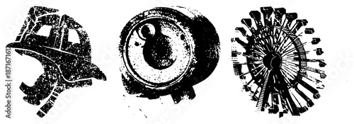 Vintage Industrial Gear and Mechanical Components Set