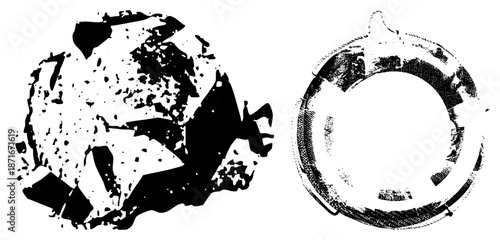 Abstract Black and White Textured Circular & Organic Shapes
