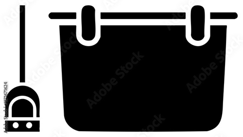 Black Bucket with Handles and Attached Handle Tool