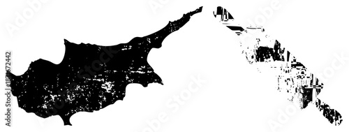 Distinctive Cyprus Island Map with Textured Grunge Overlay
