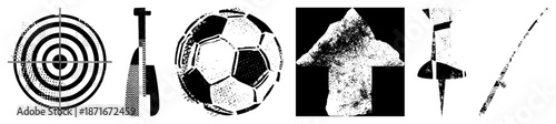 Target, Paddle, Soccer Ball, Arrowhead, Dart, and Spear Vector