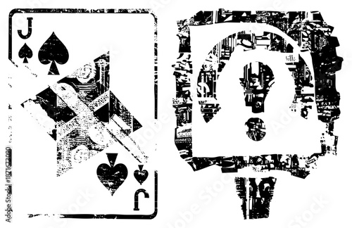 Distressed Jack of Spades and Question Mark Card Symbols