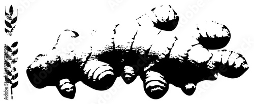 Stylized Black and White Graphic of Bread Loaves with Wheat Sheaf