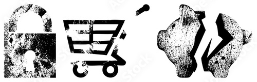 Grunge Styled of Security, Shopping, and Broken Savings