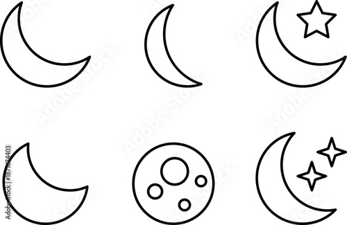 Moon line icons