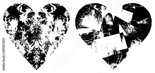 Broken Heart Symbol with Distressed Textured