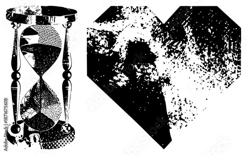 Hourglass and Heart Shaped Like a Broken Clock