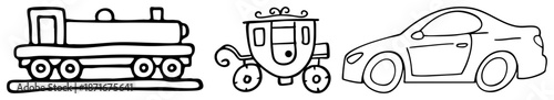 Three Transport Vehicles in Simple Art Style