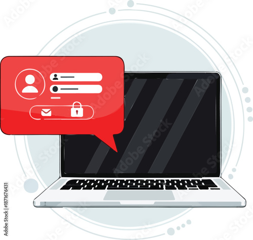 Laptop with account login and password form page on screen. Sign in to account. Login form on a laptop. login and password form page on a computer screen. User authorization. login authentication page