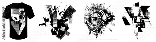 Abstract Geometric Art in Black and White Vector Design