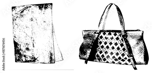 Textured Skirt and Studded Handbag Fashion Accessories