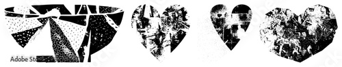 Abstract Heart Shapes Composed of Fragmented Textures and